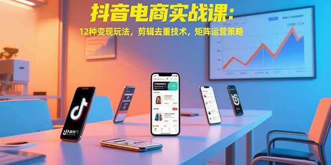 （15478期）抖音电商实战课：12种变现玩法，剪辑去重技术，矩阵运营策略-大叔网创联盟