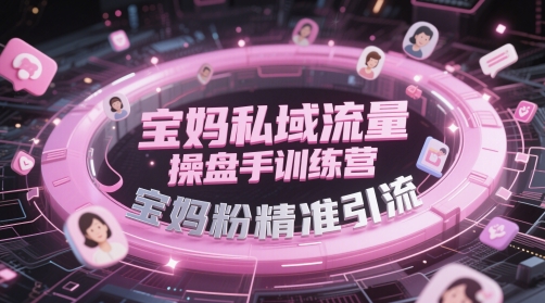 宝妈私域流量操盘手训练营，宝妈粉精准引流-大叔网创联盟