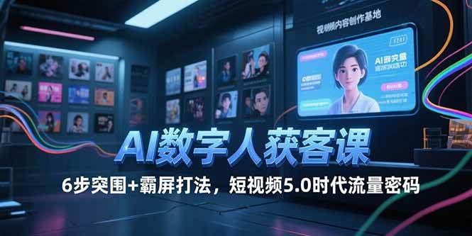 （15247期）AI数字人获客课，6步突围+霸屏打法，短视频5.0时代流量密码-大叔网创联盟