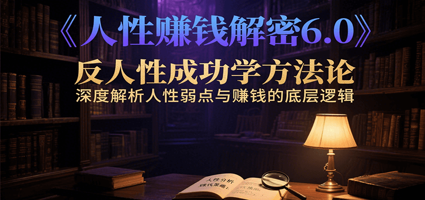 人性赚钱解密6.0，反人性成功学方法论，深度解析人性弱点与赚钱的底层逻辑-大叔网创联盟