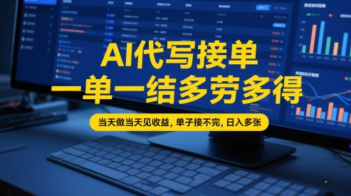 AI代写接单，一单一结多劳多得，当天做当天见收益，单子接不完，日入多张【全网最全实操课程】-大叔网创联盟