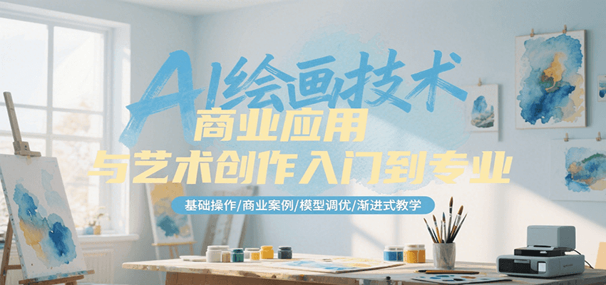 AI绘画技术商业应用与艺术创作入门到专业，基础操作/商业案例/模型调优/渐进式教学-大叔网创联盟