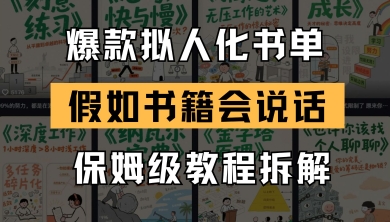 最新爆款拟人化书单玩法，假如书籍会说话，保姆级教程-大叔网创联盟