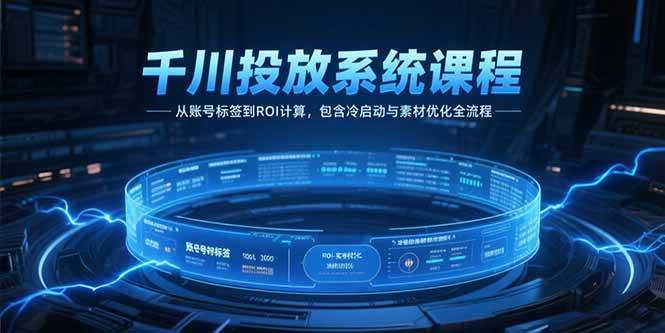 （15263期）千川投放系统课程，从账号标签到ROI计算，包含冷启动与素材优化全流程-大叔网创联盟