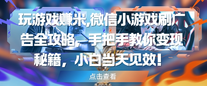 玩游戏挣米，微信小游戏刷广告全攻略，手把手教你变现秘籍，小白当天见效-大叔网创联盟