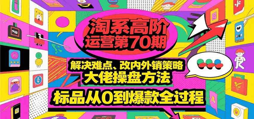 淘系高阶运营第70期，解决难点、改内外销策略，大佬操盘方法，标品从0到爆款全过程-大叔网创联盟