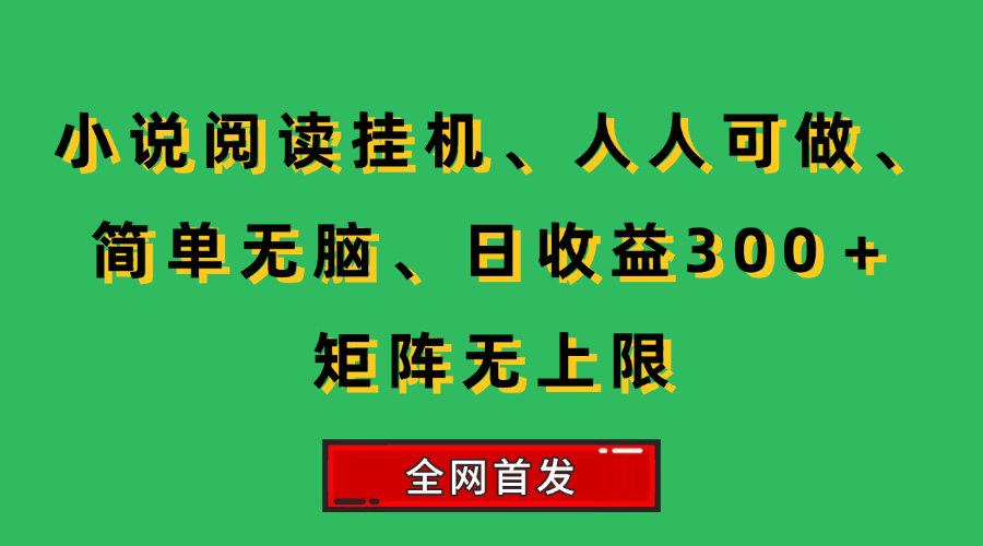 （15413期）小说挂机阅读，人人可做，简单无脑，一天收益300＋矩阵无限上-大叔网创联盟