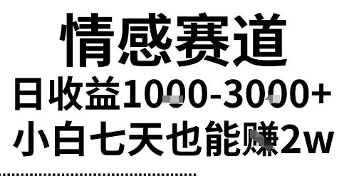 2025最新风口情感无脑暴力掘金项目，新人操作一周挣了2W，长期稳定小白可做【揭秘】-大叔网创联盟