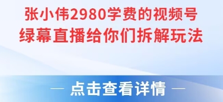 张小伟2980付费额视频号绿幕直播给你们拆解玩法-大叔网创联盟