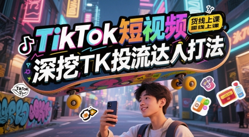 TikTok短视频带货线上课，深挖TK投流达人打法-大叔网创联盟