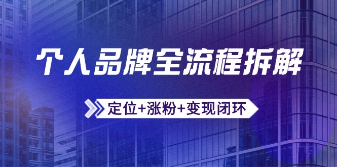 （14799期）个人品牌全流程拆解：定位+涨粉+变现闭环，微信生态运营与资源整合-大叔网创联盟