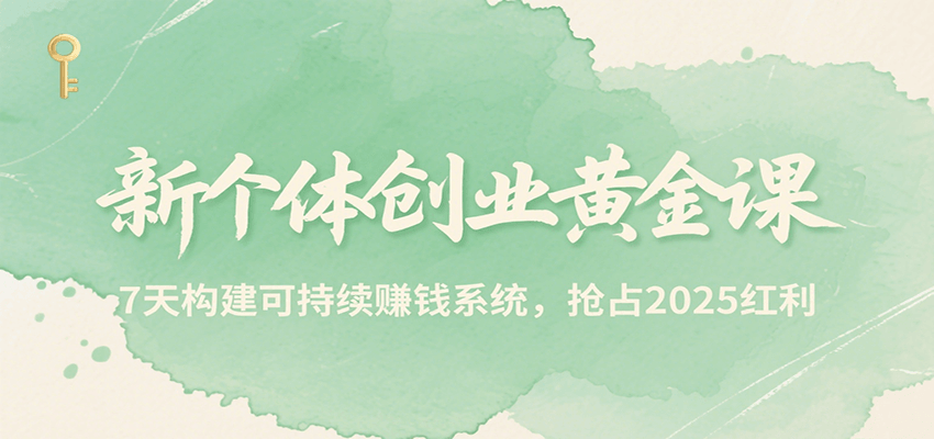 新个体创业黄金课，7天构建可持续赚钱系统，抢占2025红利-大叔网创联盟