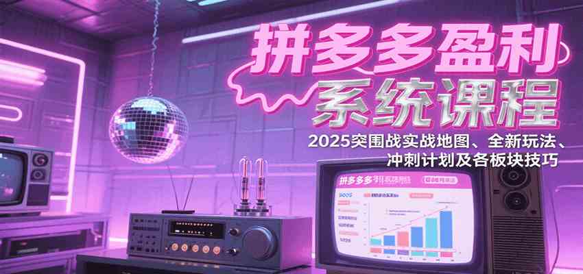 拼多多盈利系统课程：2025突围战实战地图、全新玩法、冲刺计划及各板块技巧-大叔网创联盟