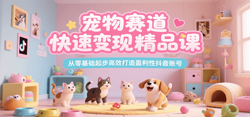 宠物赛道快速变现精品课，从零基础起步高效打造盈利性抖音账号-大叔网创联盟