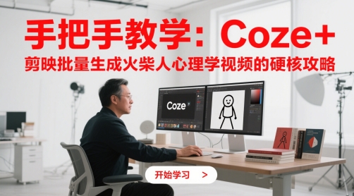 手把手教学：Coze + 剪映批量生成火柴人心理学视频的硬核攻略-大叔网创联盟