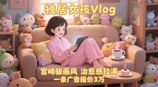 单个账号涨粉71W！用AI制作独居女孩Vlog，宫崎骏画风，治愈感拉满，一条广告报价3W-大叔网创联盟