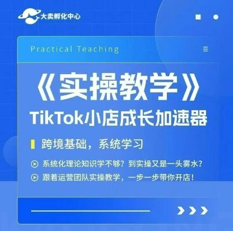 大卖家孵化中心TikTok实操课，TikTok小店成长加速器，跨境基础系统学习，一步一步带你开店-大叔网创联盟