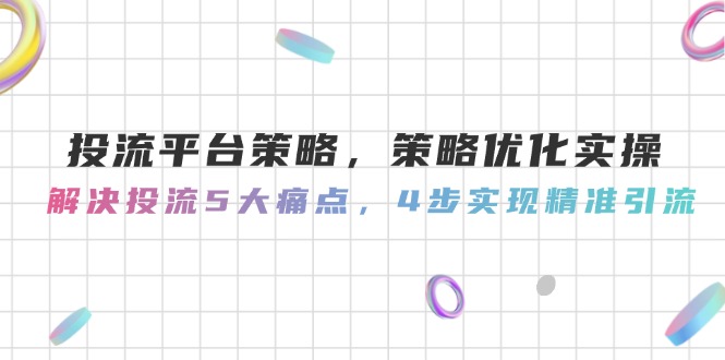 （14862期）投流平台策略，策略优化实操，解决投流5大痛点，4步实现精准引流-大叔网创联盟