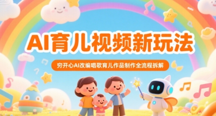 AI育儿视频新玩法，穷开心AI改编唱歌育儿作品制作全流程拆解-大叔网创联盟