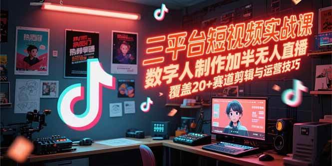 （15265期）三平台短视频实战课，数字人制作加半无人直播，覆盖20+赛道剪辑与运营技巧-大叔网创联盟