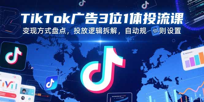 TikTok广告3位1体投流课，变现方式盘点，投放逻辑拆解，自动规则设置-大叔网创联盟