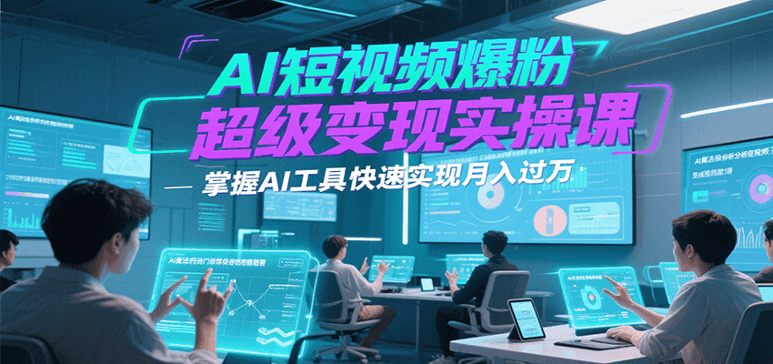 AI短视频爆粉超级变现实操课，掌握AI工具快速实现月入过万-大叔网创联盟