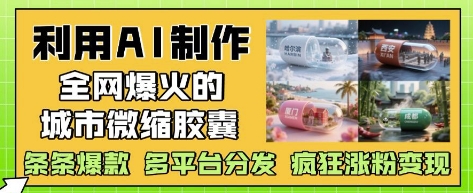 利用AI制作全网爆火的城市微缩胶囊，条条爆款， 多平台分发，疯狂涨粉变现-大叔网创联盟