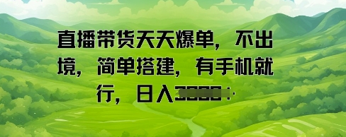 直播带货天天爆单，不出境，简单搭建，有手机就行，日入多张-大叔网创联盟