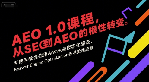 AEO 1.0 课程，从SEO到AE0的基命性转变，手把手教会你用AnswerEngineOptimization技术抢回流量-大叔网创联盟