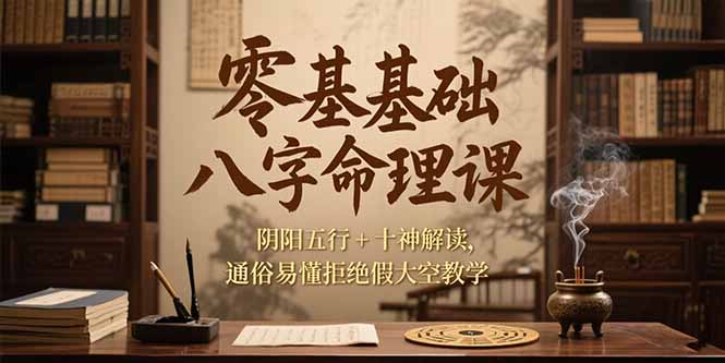 零基础八字命理课，阴阳五行+十神解读，通俗易懂拒绝假大空教学-大叔网创联盟
