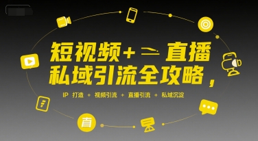 短视频+直播私域引流全攻略，IP打造 +视频引流 +直播引流 +私域沉淀-大叔网创联盟