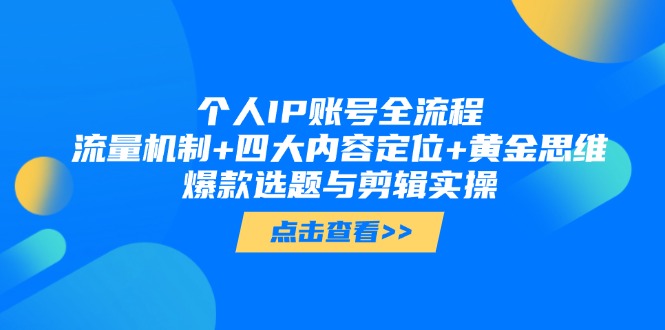 （14667期）个人IP账号全流程：流量机制+四大内容定位+黄金思维, 爆款选题与剪辑实操-大叔网创联盟