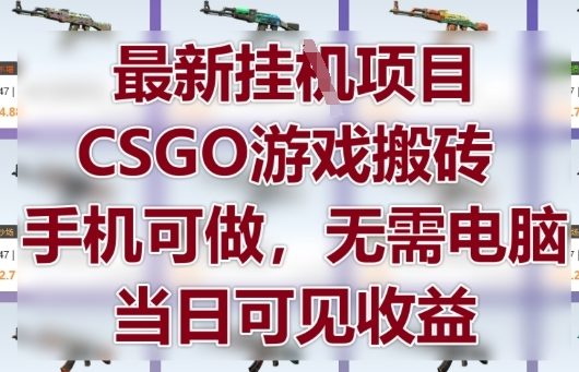 最新挂G项目，CSGO游戏搬砖，手机可做，无需电脑，当日见收益【揭秘】-大叔网创联盟