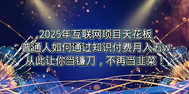 2025年互联网项目天花板，普通人如何通过卖项目实现逆风翻盘，月入5W＋！-大叔网创联盟