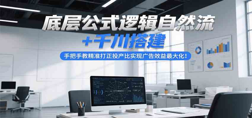 底层公式逻辑自然流+千川搭建，手把手教精准打正投产比实现广告效益最大化！-大叔网创联盟