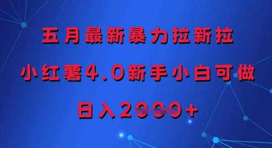 五月最新暴力拉新拉，小红薯4.0新手小白可做，日入多张-大叔网创联盟