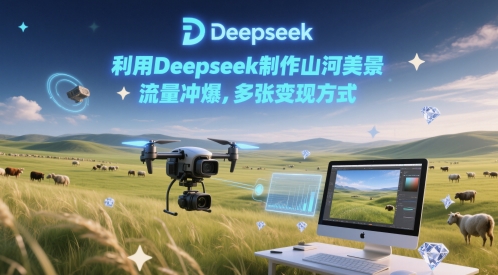 利用Deepseek制作山河美景，流量冲爆，多张变现方式-大叔网创联盟