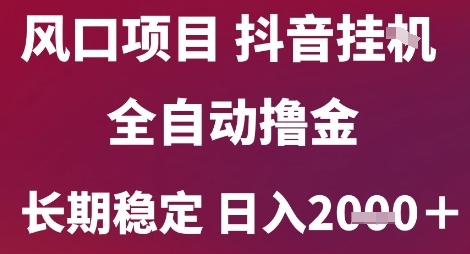 风口项目，六月最新玩法抖音无人挂G，全自动撸金，长期稳定 日入2k+【揭秘】-大叔网创联盟
