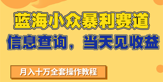 蓝海小众暴利赛道，信息查询，当天见收益，不讲玄学，7天搞了2万+-大叔网创联盟