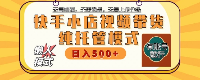 快手小店托管代运营，无需剪辑，无需选品，无需上传作品，全程无需操作，轻松月入5k+【揭秘】-大叔网创联盟