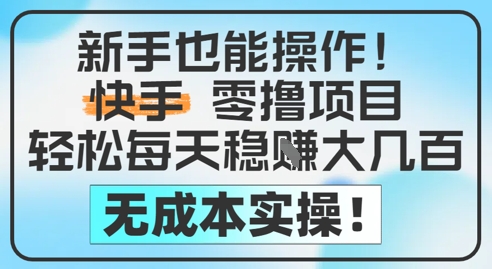 新手也能操作，快手零撸挣米，轻松每天挣2-5张，完全无成本-大叔网创联盟