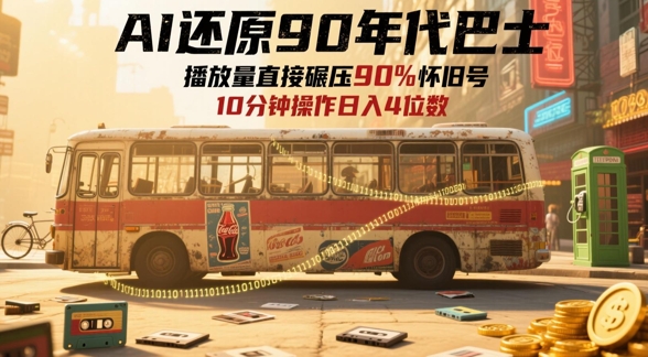 AI还原90年代巴士，一帧就让70后泪崩，播放量直接碾压90%怀旧号，每天操作十分钟，日入四位数-大叔网创联盟