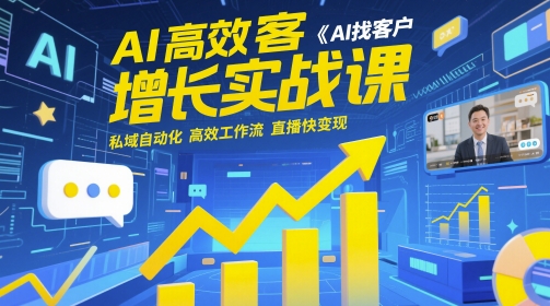 AI高效获客增长实战课，​AI找客户 私域自动化 高效工作流 直播快变现-大叔网创联盟